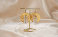 Waning Moon Quartz handmade brass earring with quartz stone — Land of Sundara