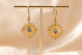 Mini Solstice handmade brass earring with blue labradorite stone — Land of Sundara