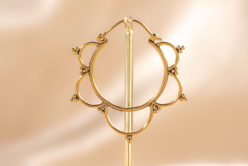 Bloom Hoop handmade brass earring in gold — Land of Sundara