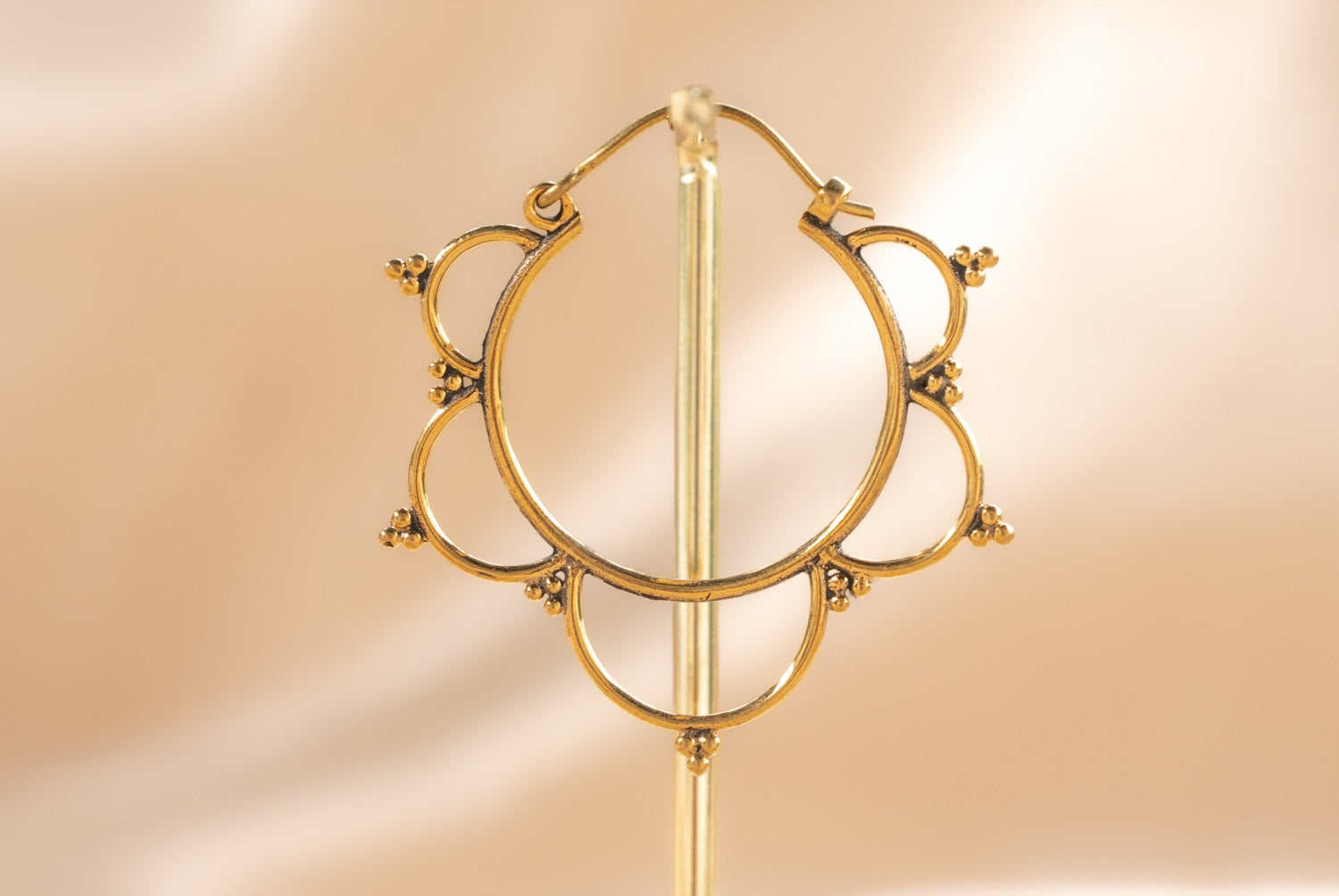Bloom Hoop handmade brass earring in gold — Land of Sundara