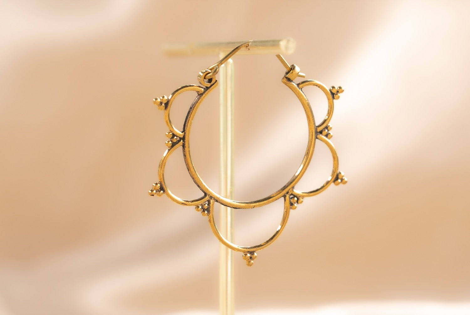 Bloom Hoop handmade brass earring in gold — Land of Sundara