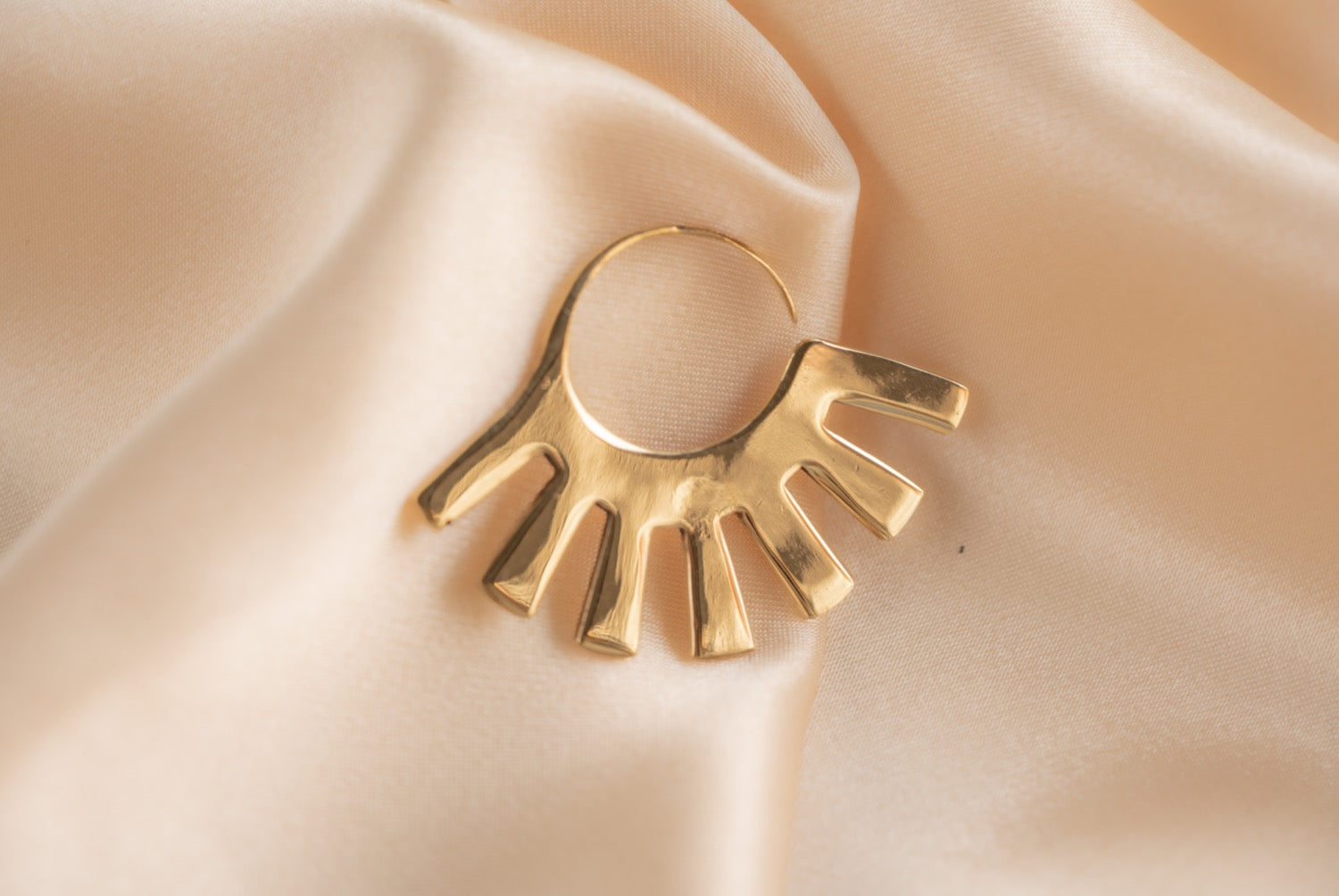 Mini Solstice Disk handmade brass earring in gold — Land of Sundara