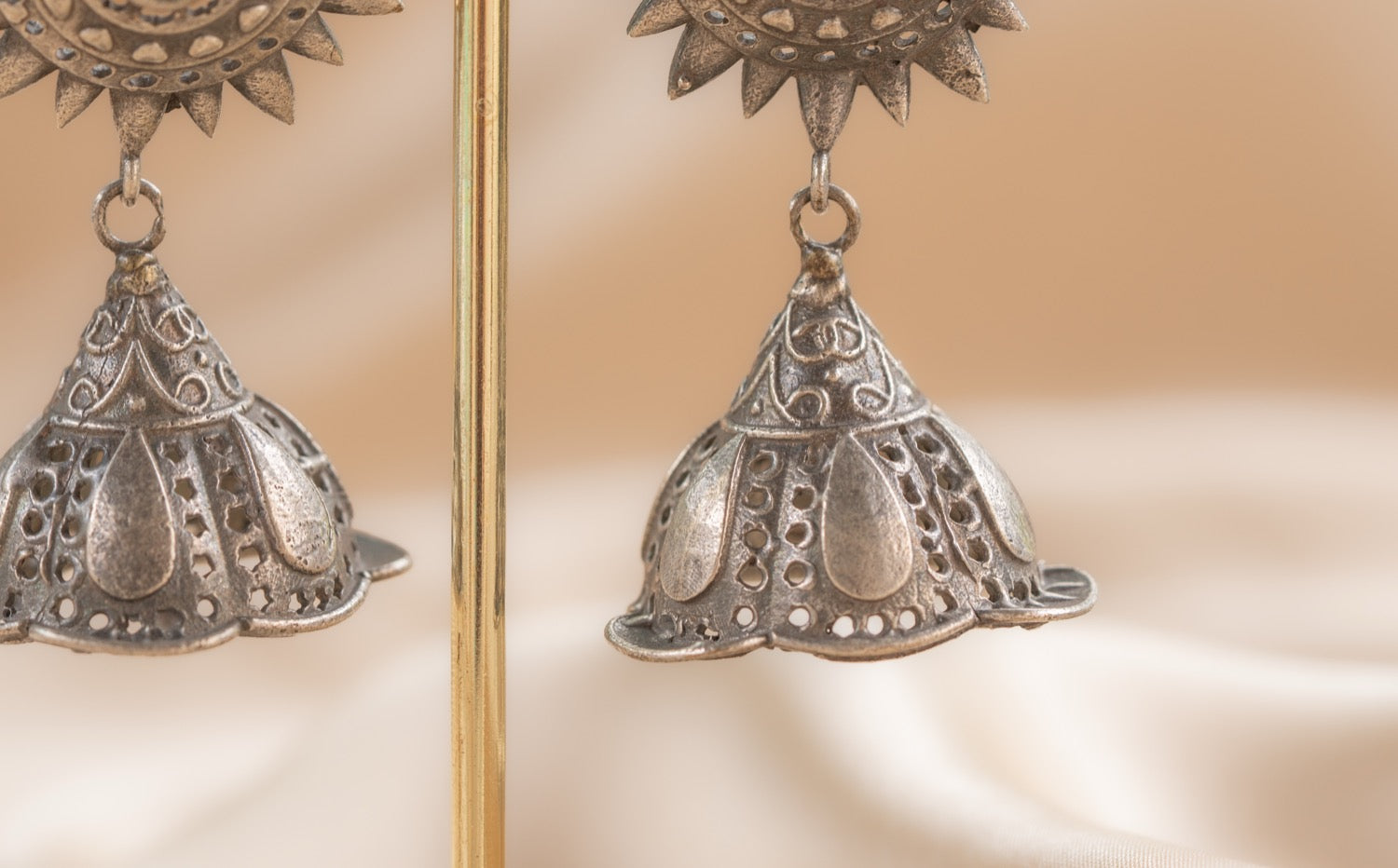 Jaipur Ruby Drop handmade silver plated earring with ruby stone — Land of Sundara