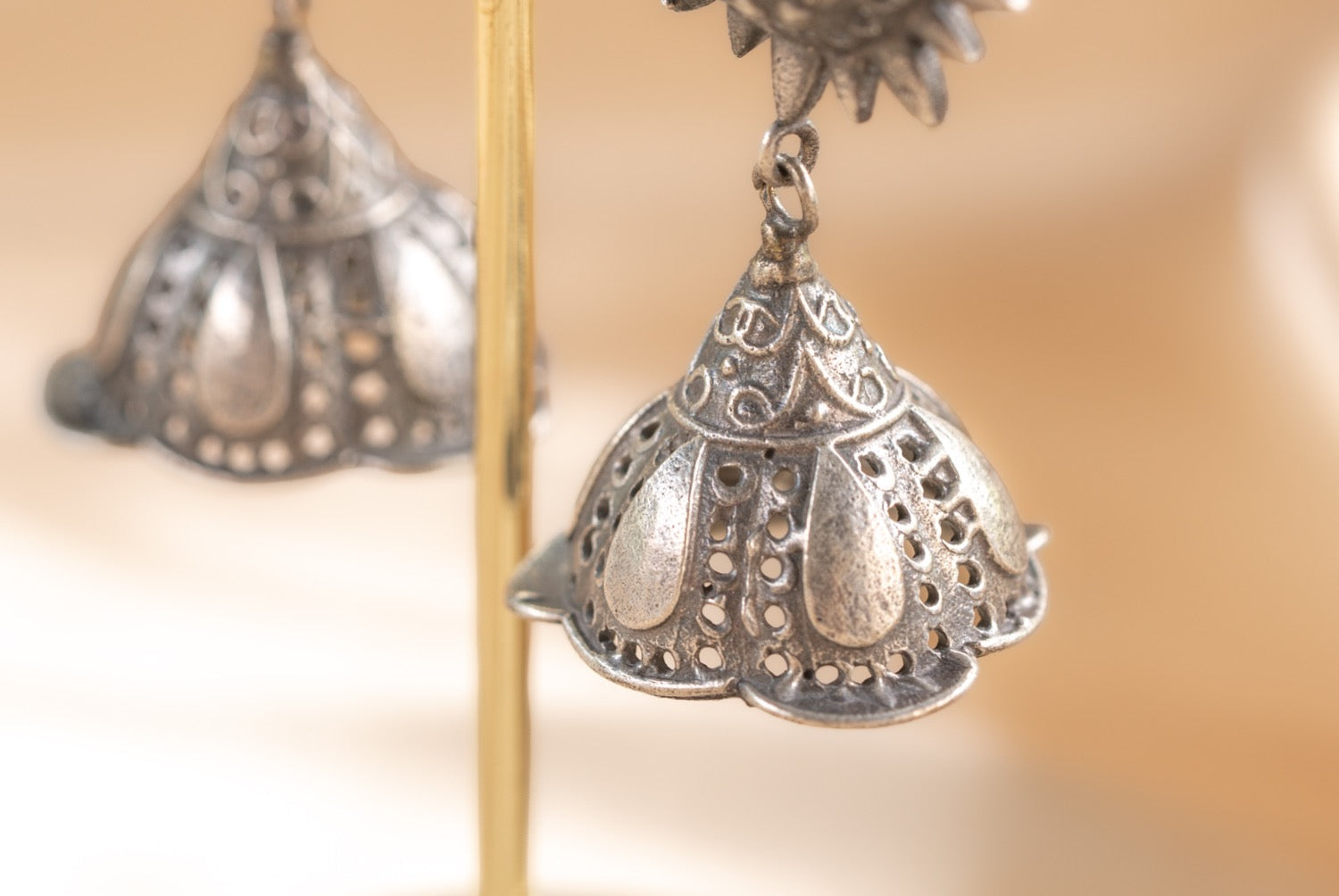 Jaipur Ruby Drop handmade silver plated earring with ruby stone — Land of Sundara
