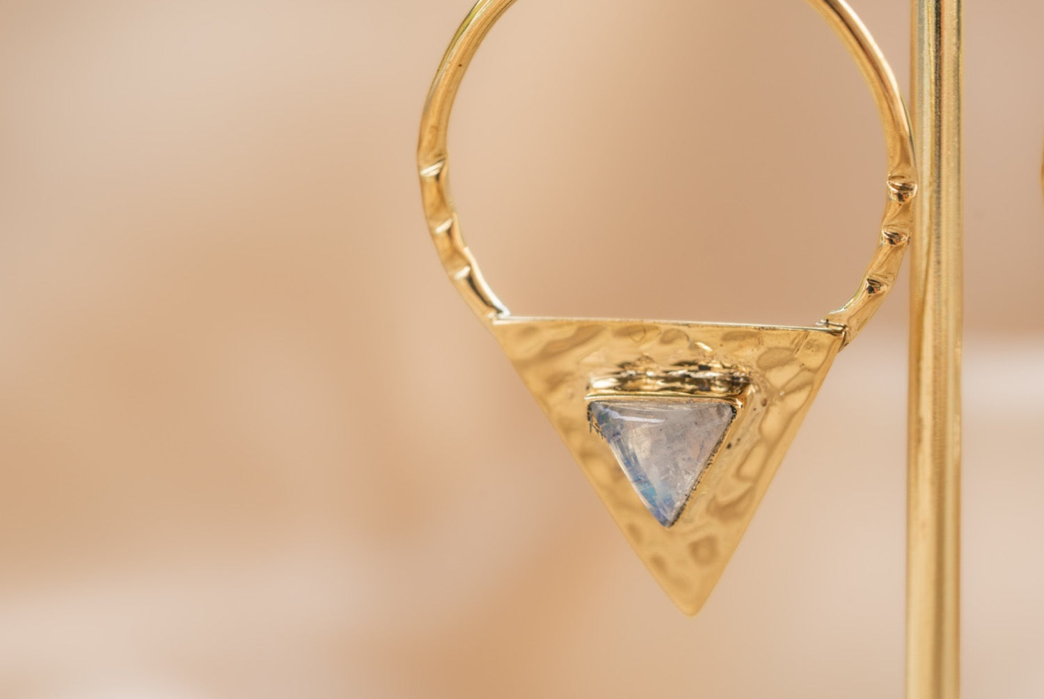 Twilight Point handmade brass earring with labradorite stone — Land of Sundara