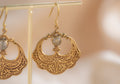 Petal Drop handmade brass earring with rainbow moonstone stone — Land of Sundara