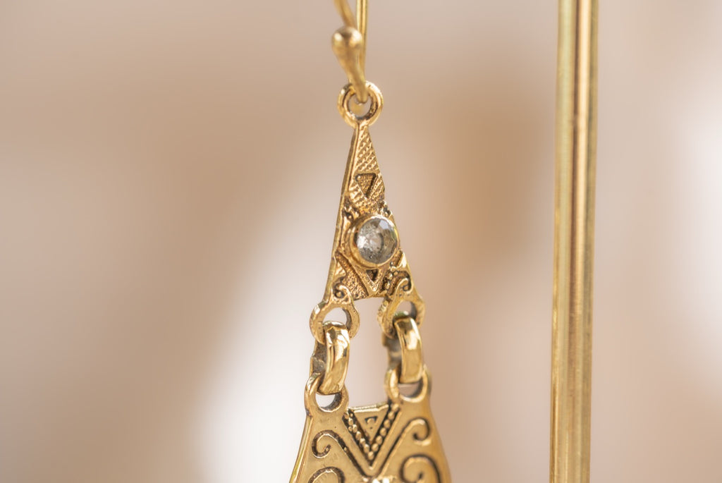 Little Oasis handmade brass earring with smoky quartz stone — Land of Sundara