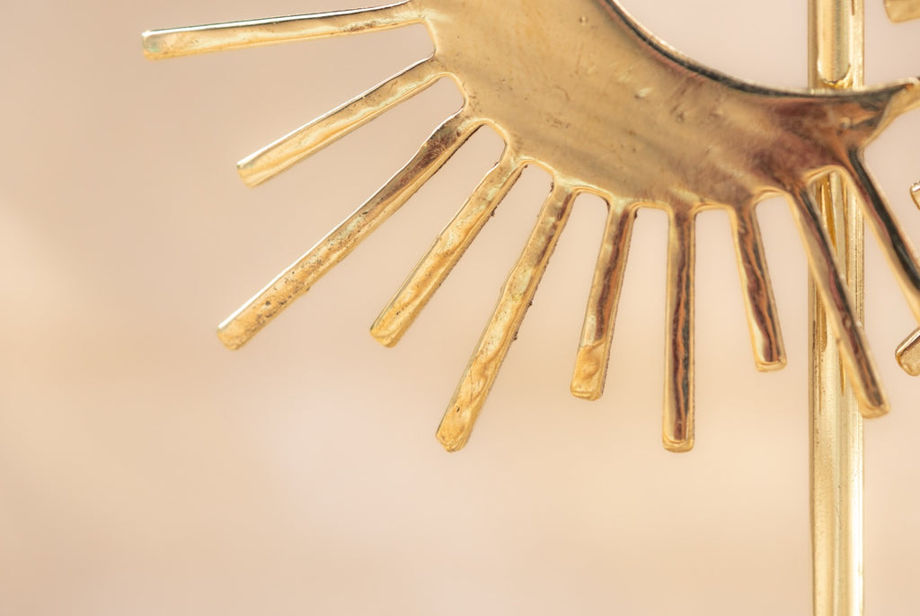 Luna Sol handmade brass earring in gold — Land of Sundara