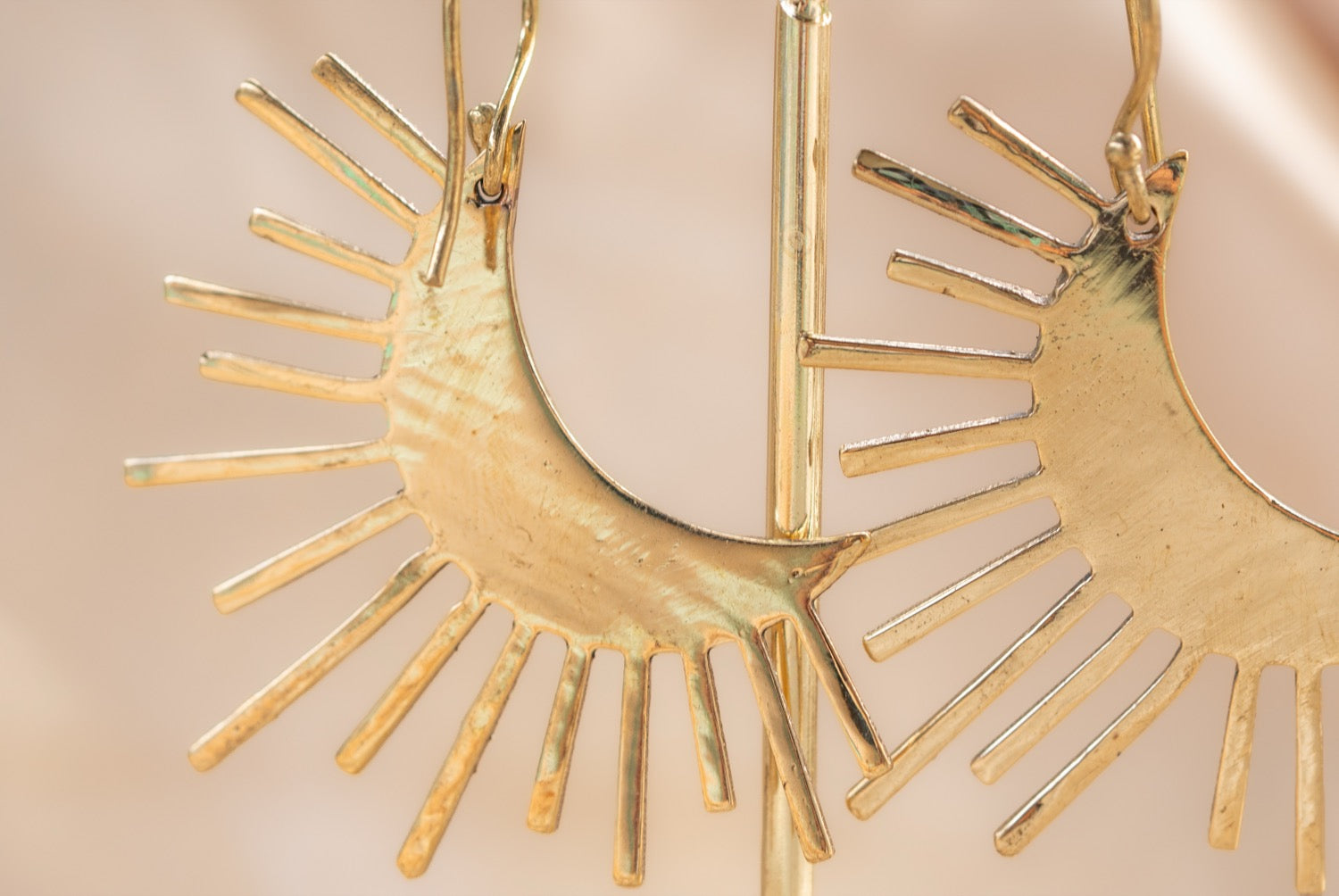 Luna Sol handmade brass earring in gold — Land of Sundara