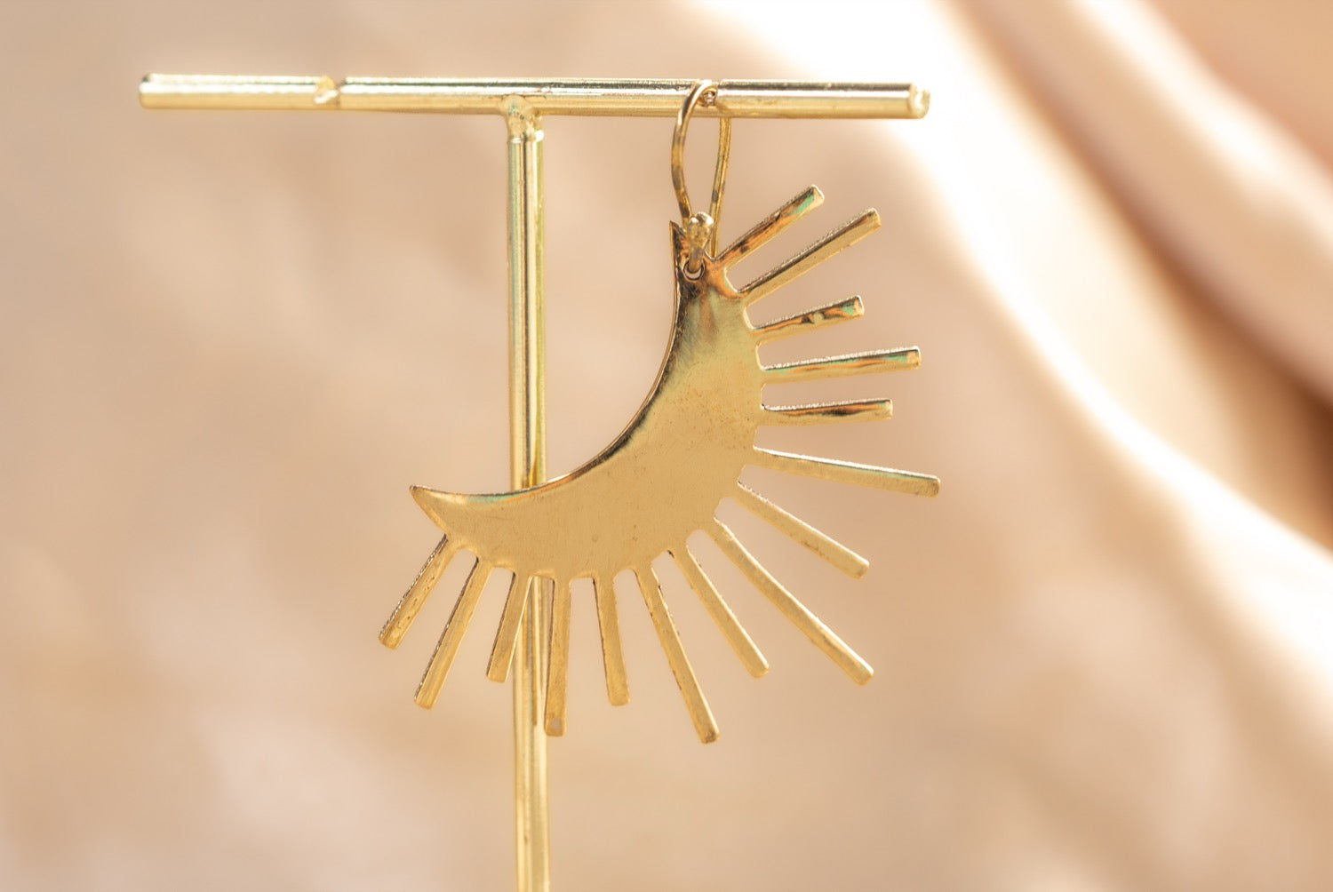 Luna Sol handmade brass earring in gold — Land of Sundara