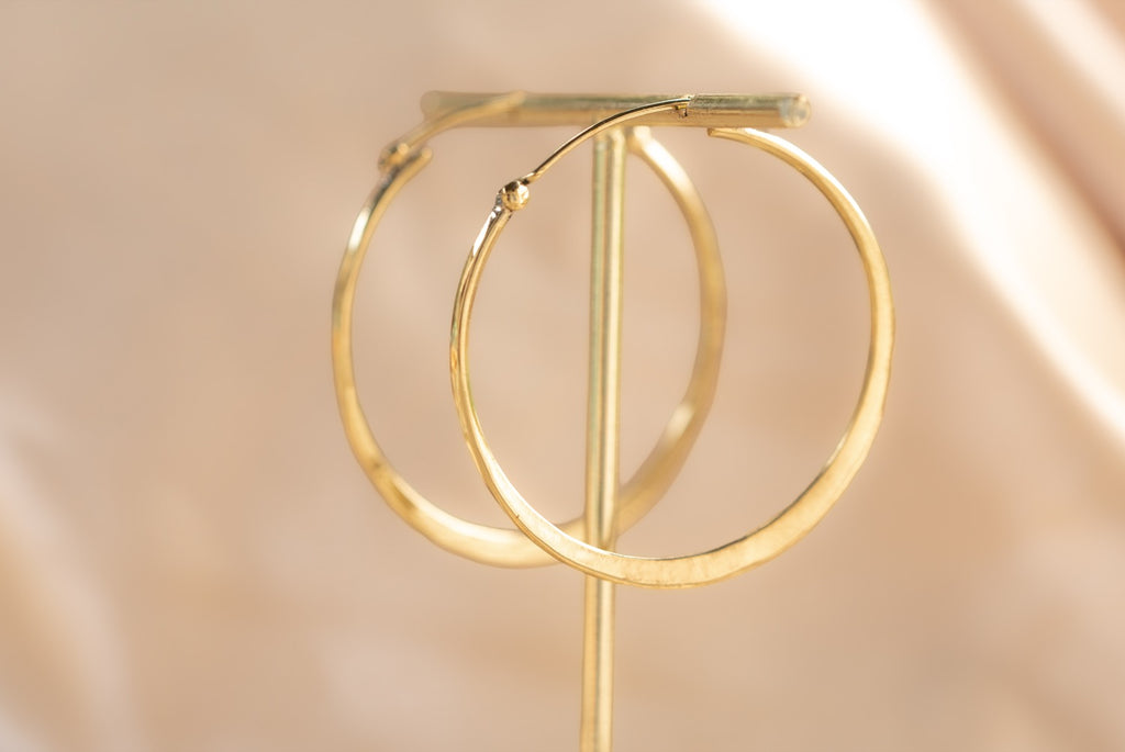 Horizon Hoop handmade brass earring in gold — Land of Sundara
