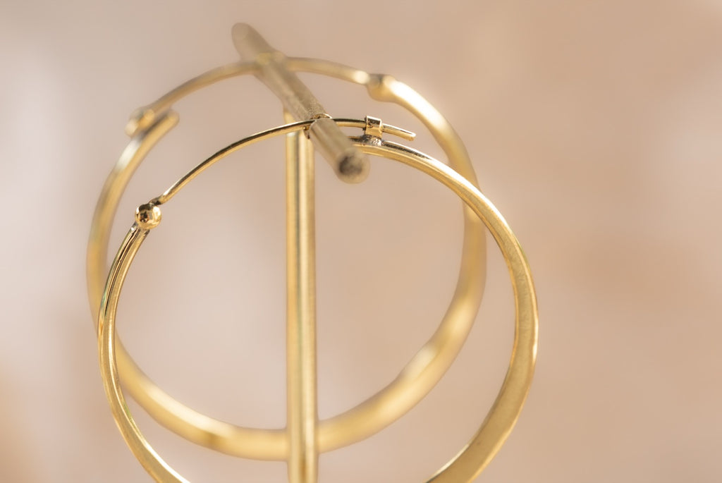 Horizon Hoop handmade brass earring in gold — Land of Sundara