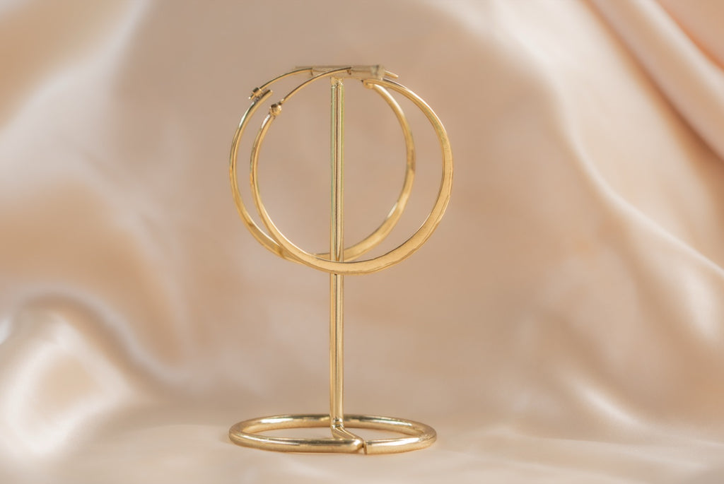 Horizon Hoop handmade brass earring in gold — Land of Sundara
