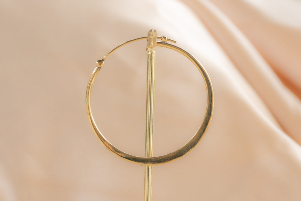 Horizon Hoop handmade brass earring in gold — Land of Sundara