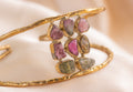 9 stone - 2 band cuff handmade brass bracelet in gold — Land of Sundara