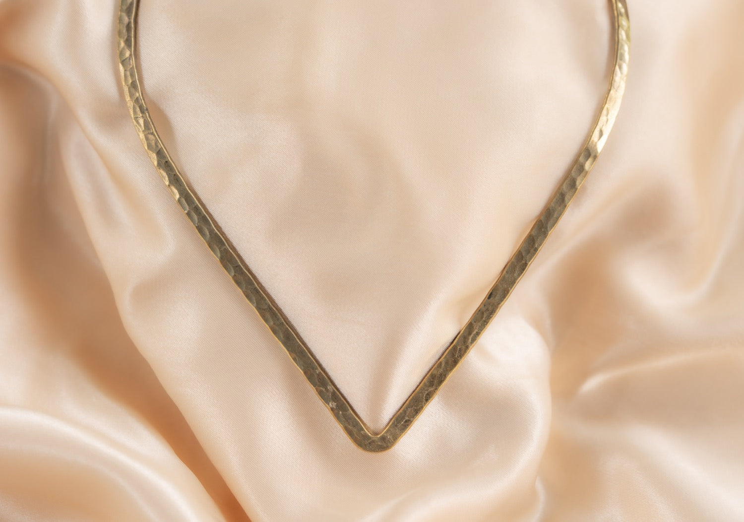Collarline v shape handmade brass necklace in gold — Land of Sundara