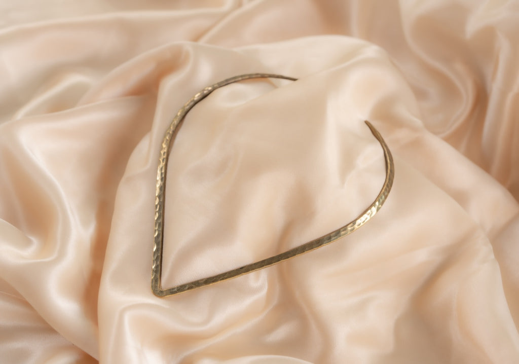 Collarline v shape handmade brass necklace in gold — Land of Sundara