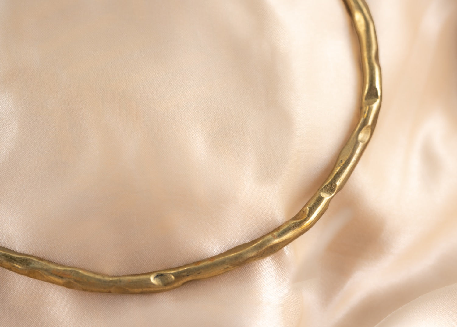 Hammered circle handmade brass necklace in gold — Land of Sundara