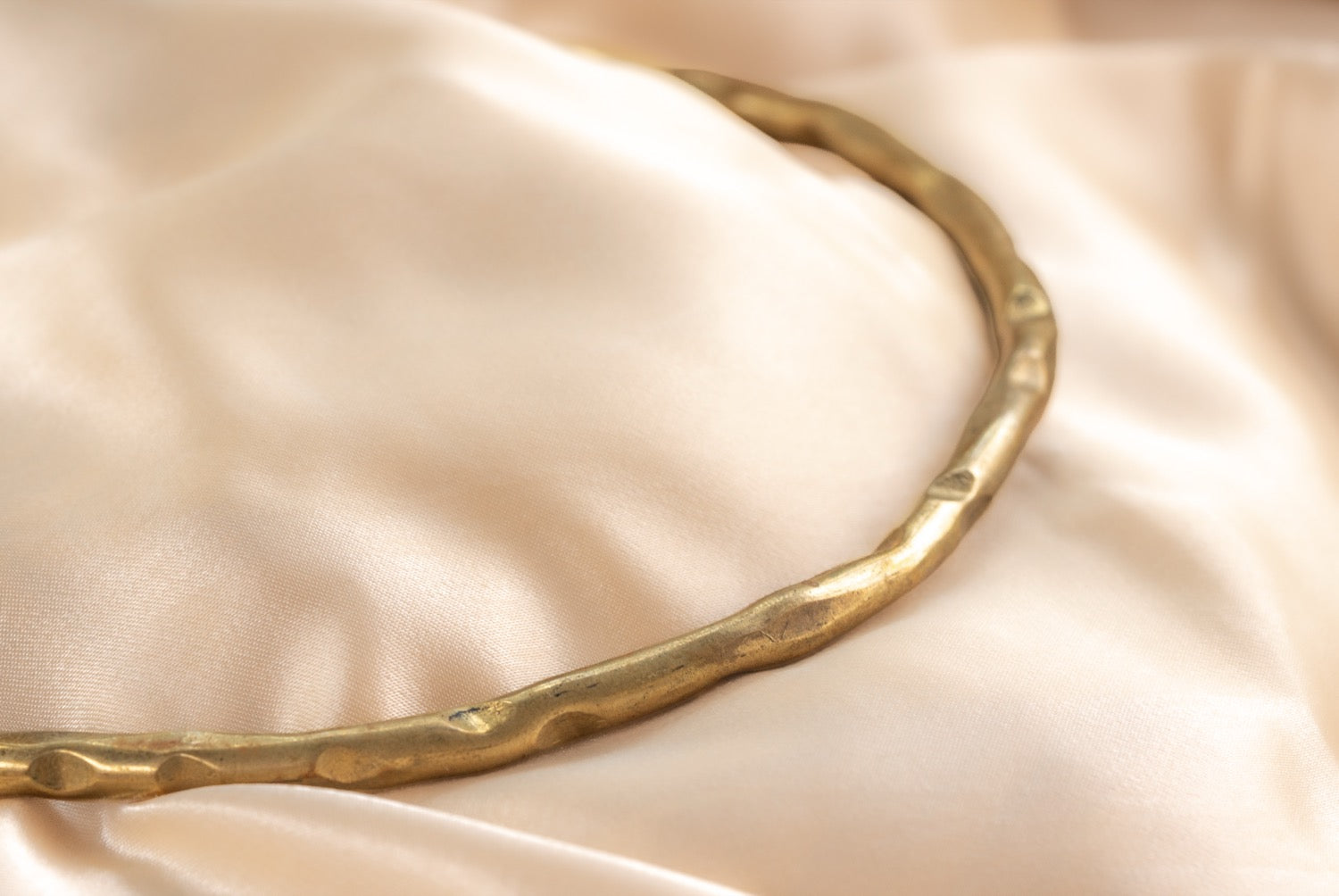 Hammered circle handmade brass necklace in gold — Land of Sundara