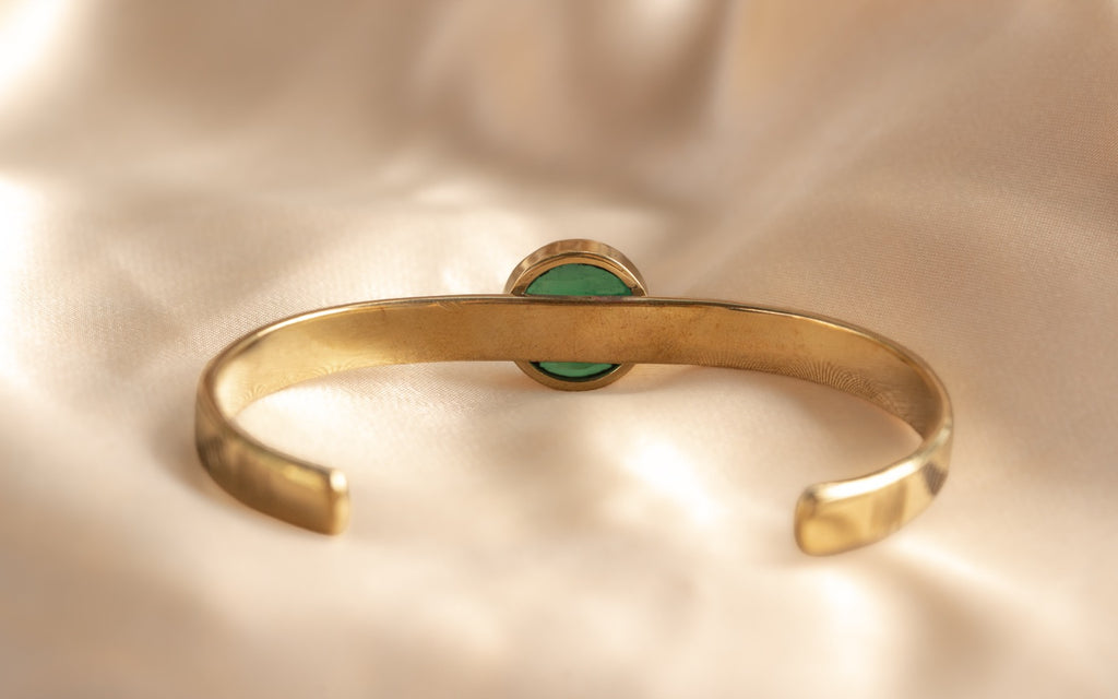 Sun band w gem handmade brass bracelet with ruby stone — Land of Sundara