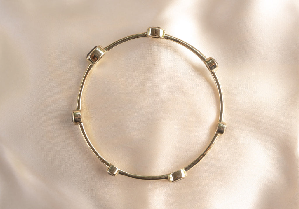 Aurelia Smoulder Bangle handmade brass bracelet with smokey quartz stone — Land of Sundara