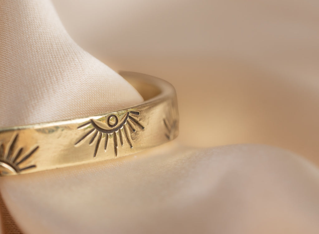 Sun band handmade brass bracelet in gold — Land of Sundara