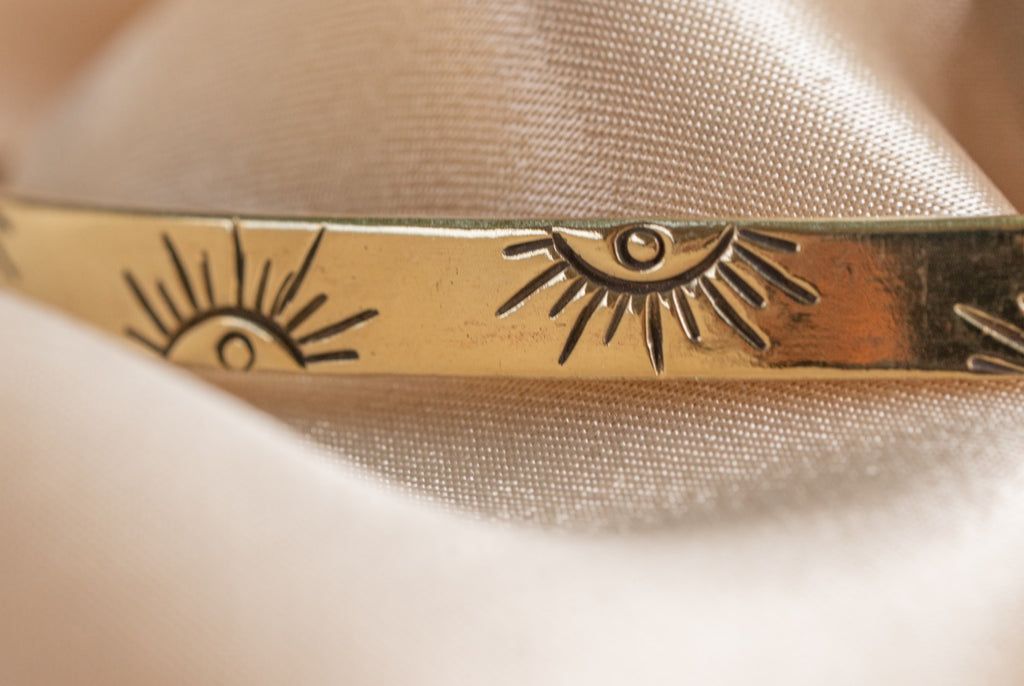 Sun band handmade brass bracelet in gold — Land of Sundara