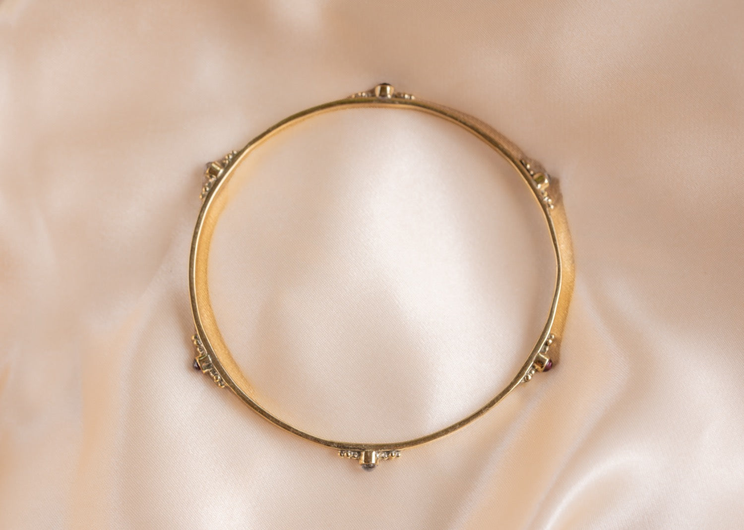 Slim favourite bracelet handmade brass bracelet with amethyst / moonstone / garnet stone — Land of Sundara