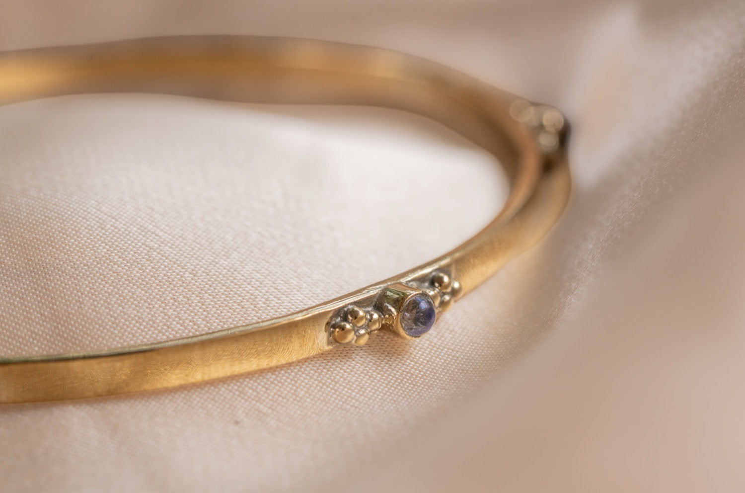 Slim favourite bracelet handmade brass bracelet with amethyst / moonstone / garnet stone — Land of Sundara