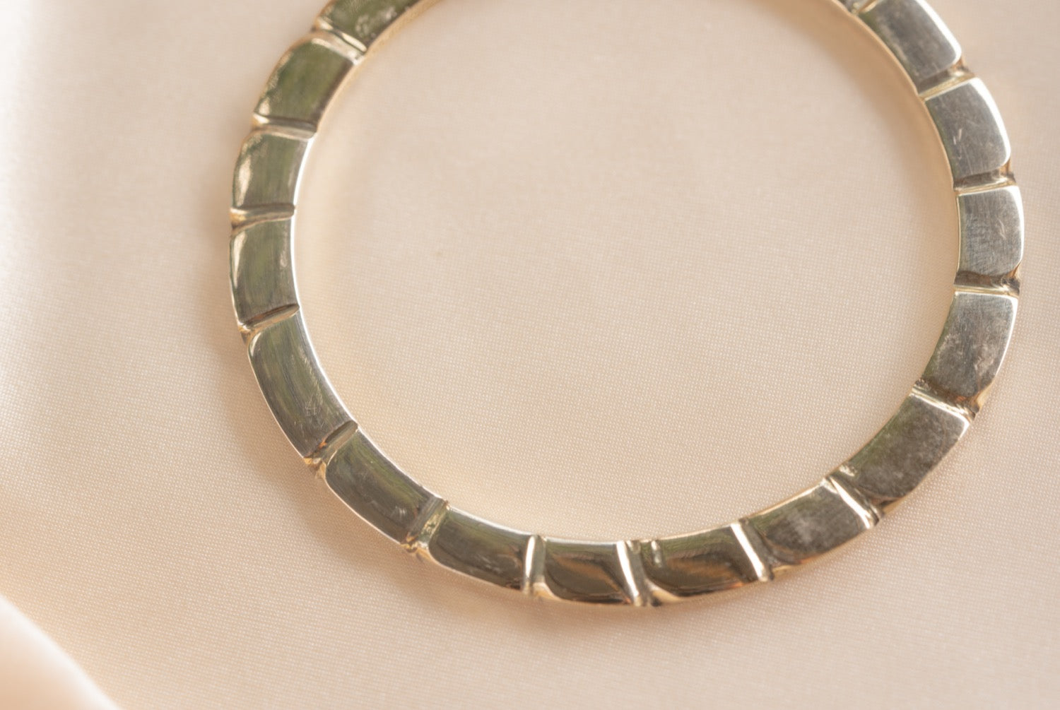 Sectioned braceletchunky handmade silver plated bracelet in silver — Land of Sundara