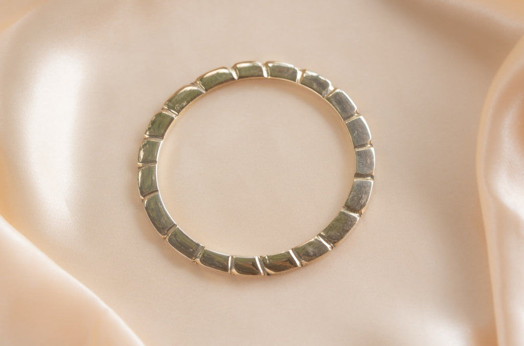 Sectioned braceletchunky handmade silver plated bracelet in silver — Land of Sundara