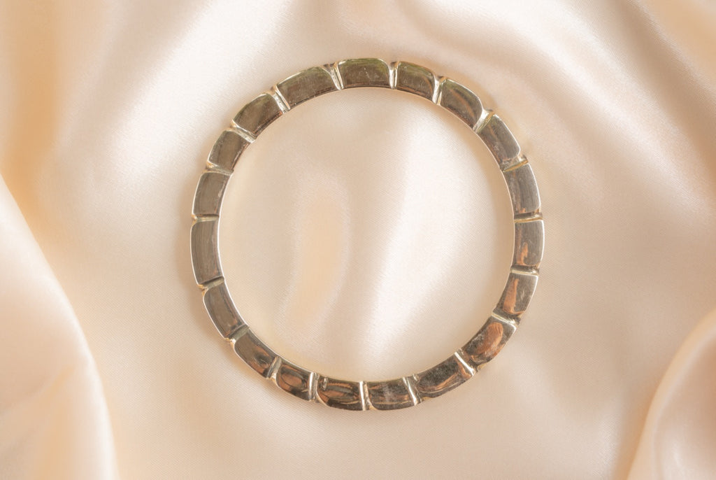 Sectioned braceletchunky handmade silver plated bracelet in silver — Land of Sundara