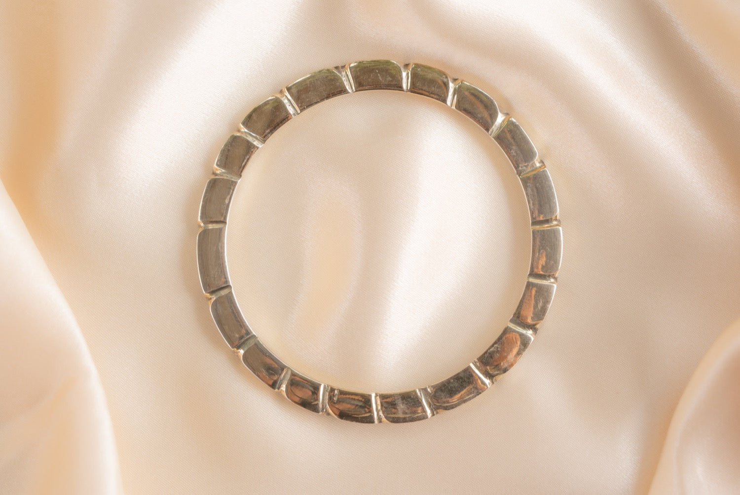 Sectioned braceletchunky handmade silver plated bracelet in silver — Land of Sundara
