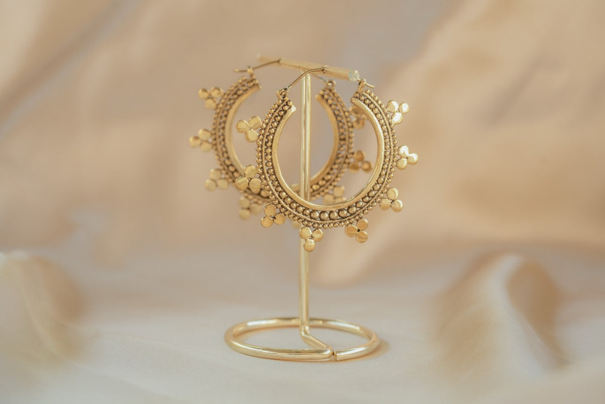 Wanderer Hoop – Brass handmade brass earring in gold — Land of Sundara