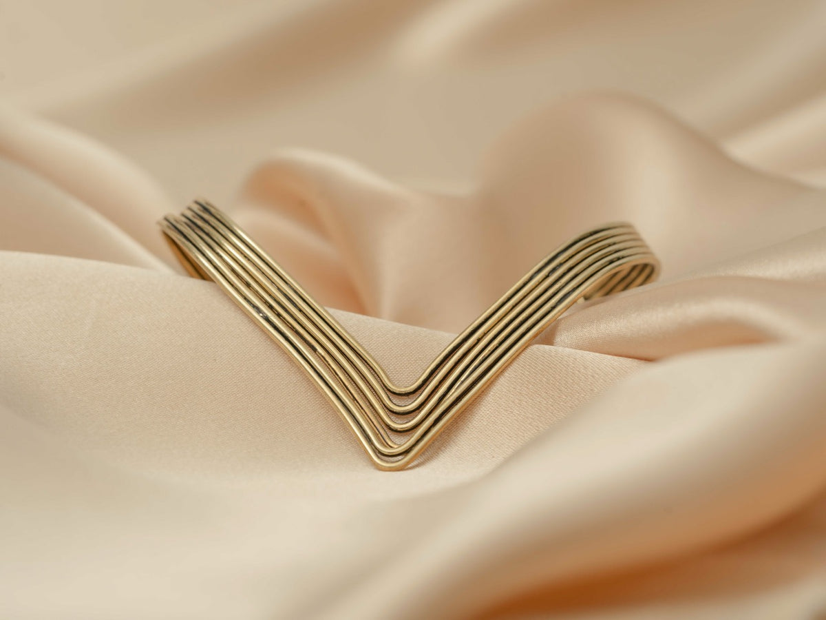 Venus Cuff handmade brass bracelet in gold — Land of Sundara