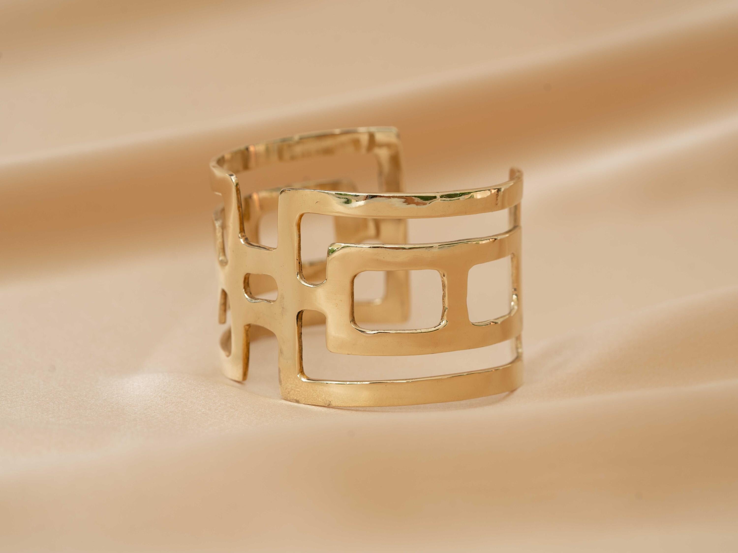 Gaia Goddess Geometric Gold Cuff