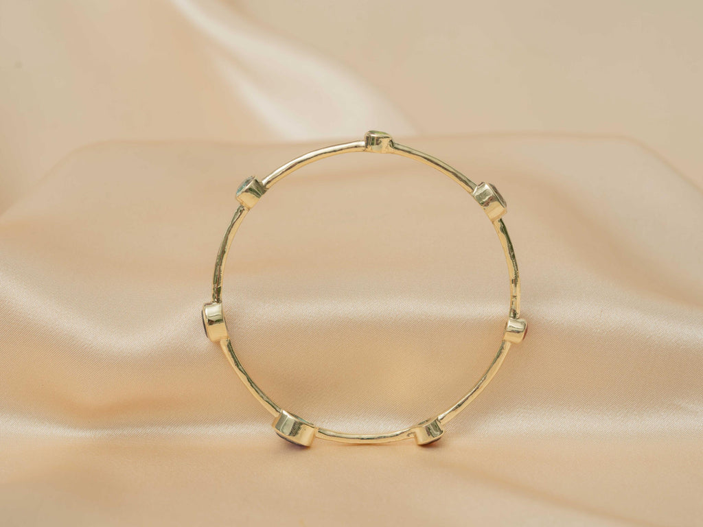 Celestial Harmony 7-Stone Brass Bangle