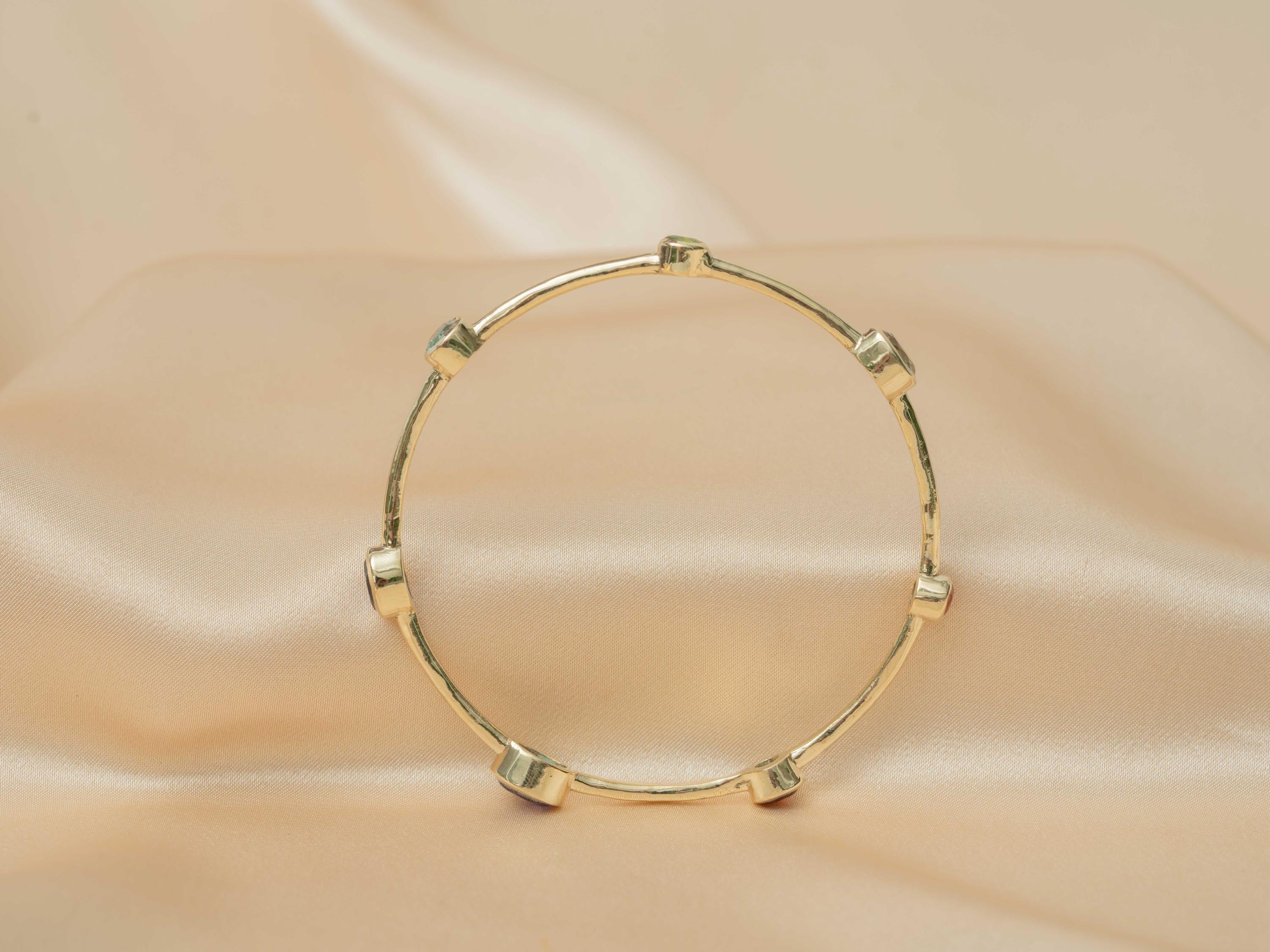 Celestial Harmony 7-Stone Brass Bangle