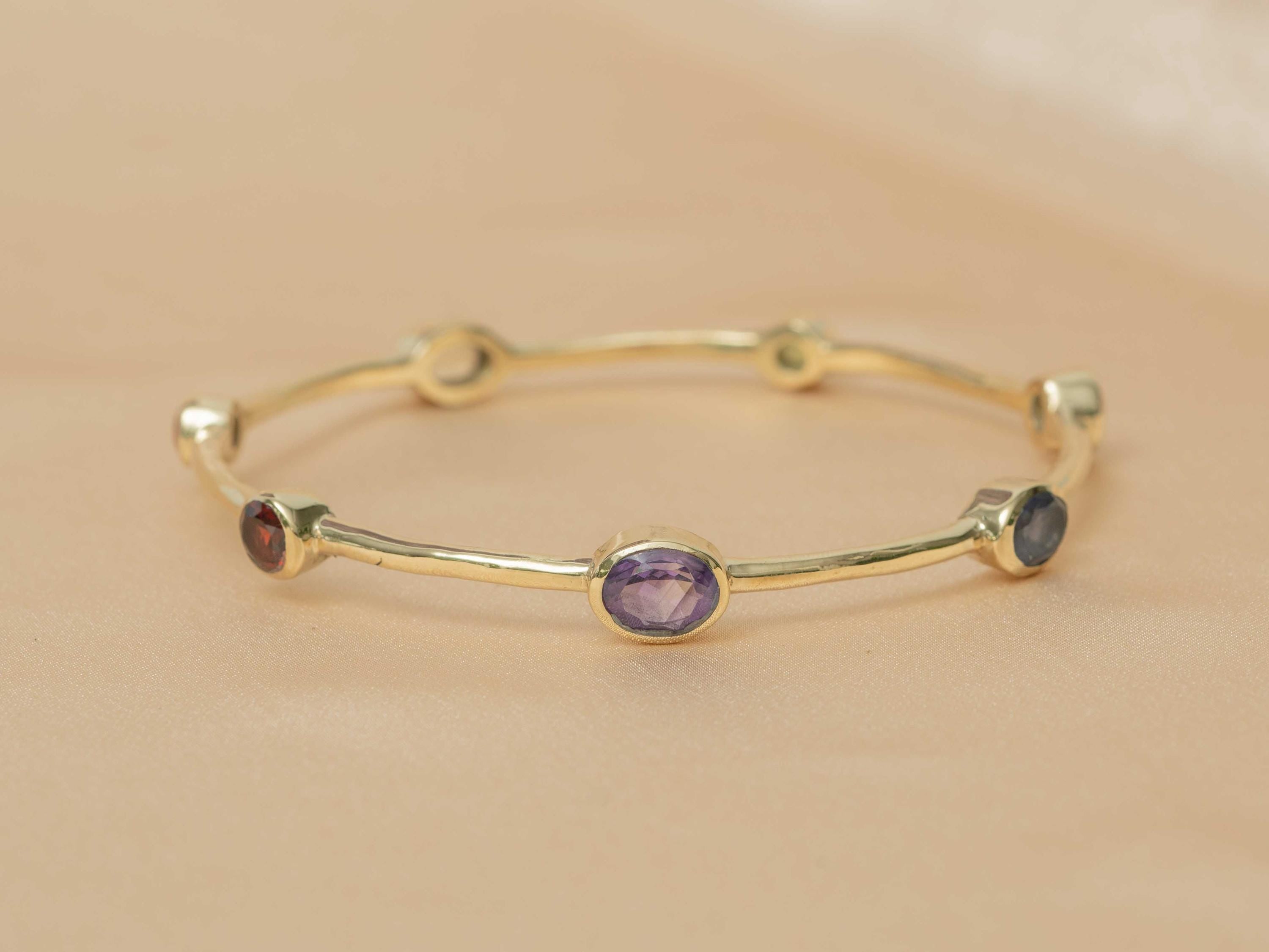 Celestial Harmony 7-Stone Brass Bangle