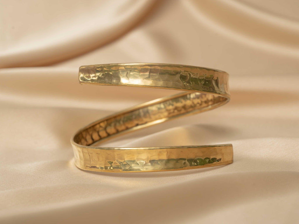 Siren Spiral Goddess Brass Arm Cuff