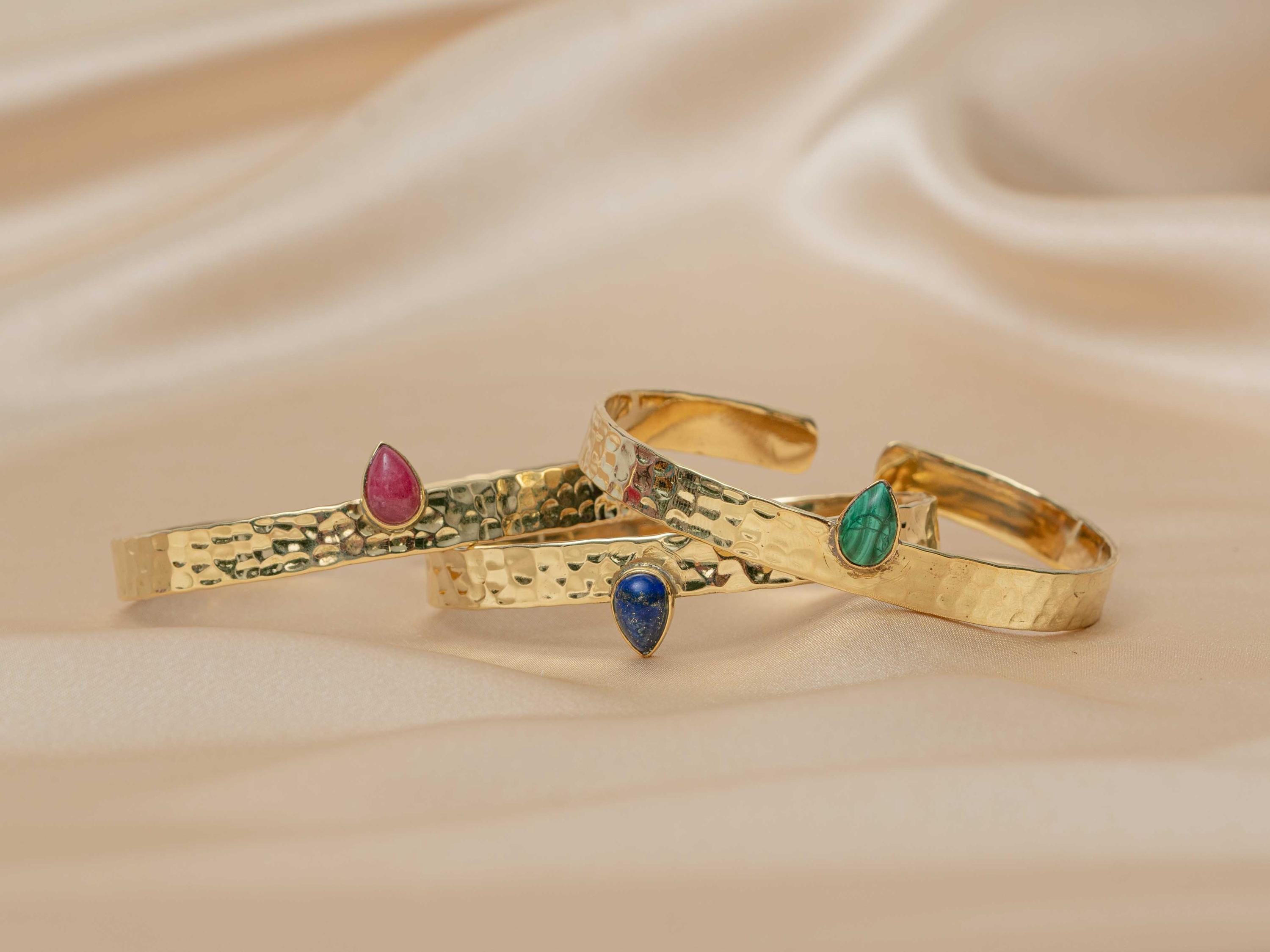 Inca Stone Hammered Bracelet in Scarlett