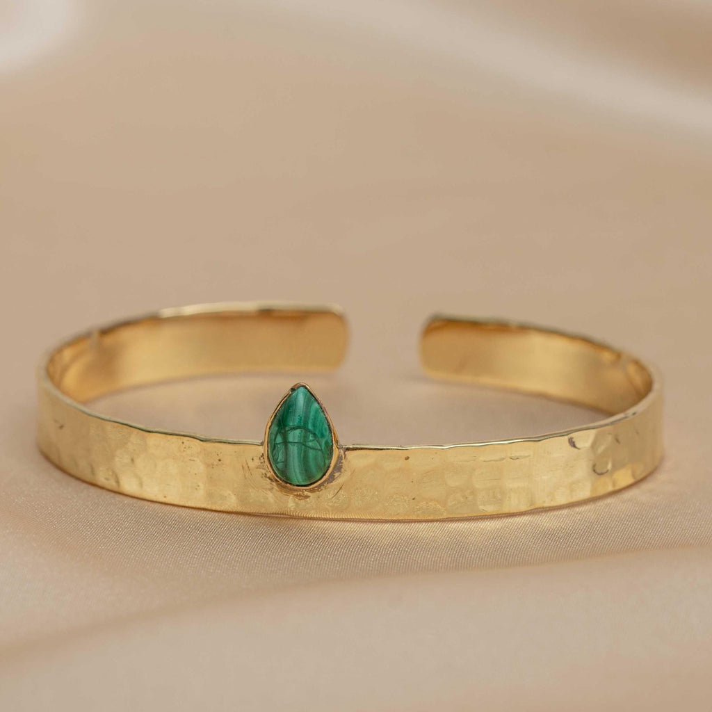 Inca Stone Hammered Bracelet in Emerald
