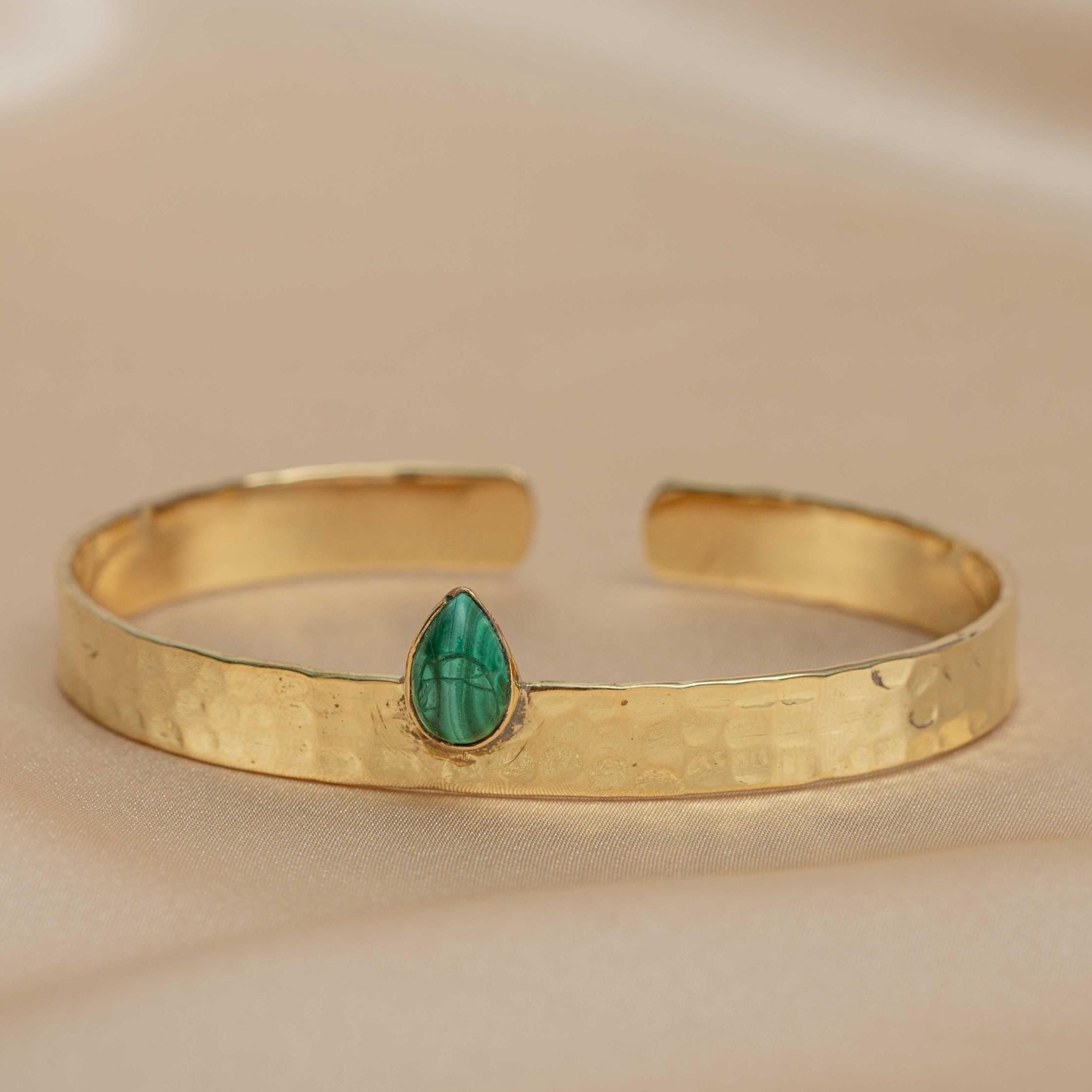Inca Stone Hammered Bracelet in Emerald