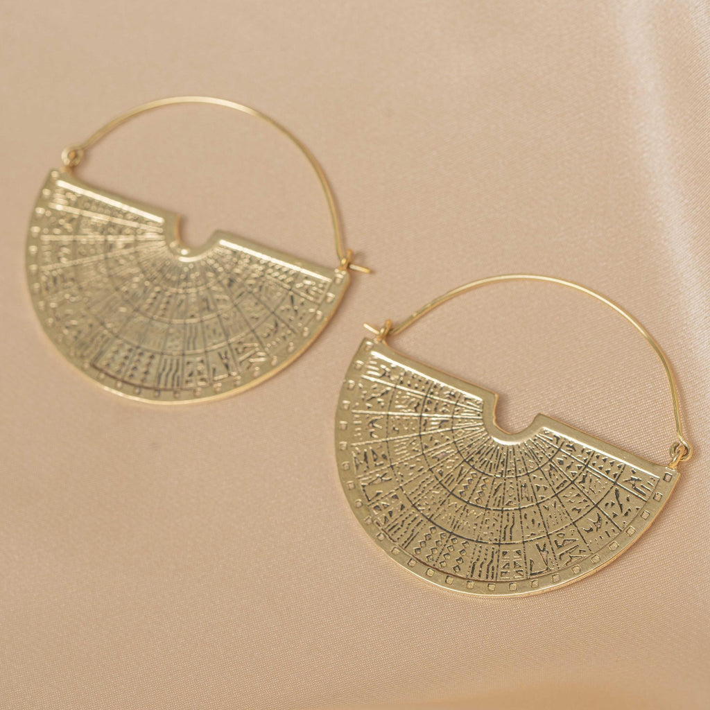 Maya Engraved Semi Disc Earrings