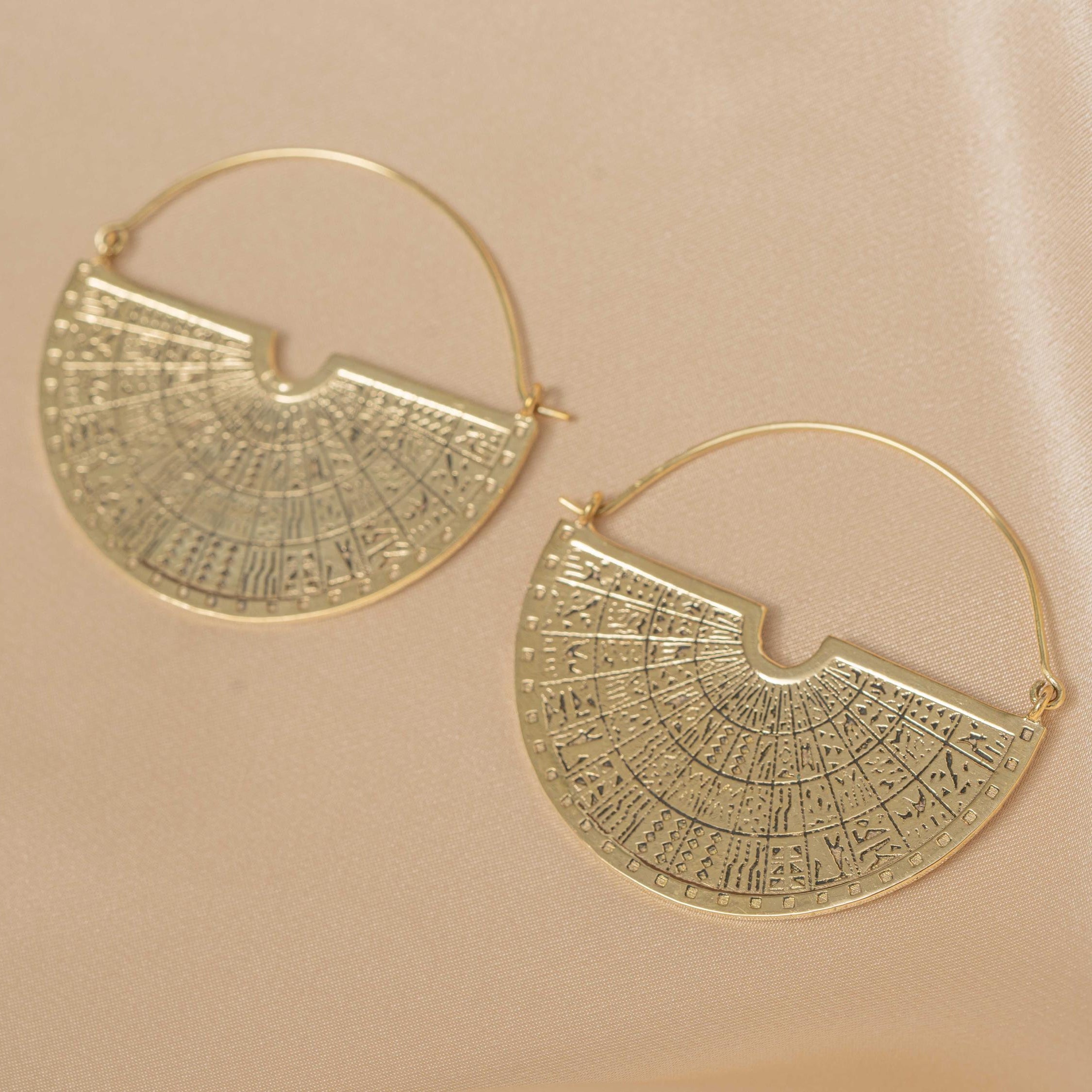 Maya Engraved Semi Disc Earrings
