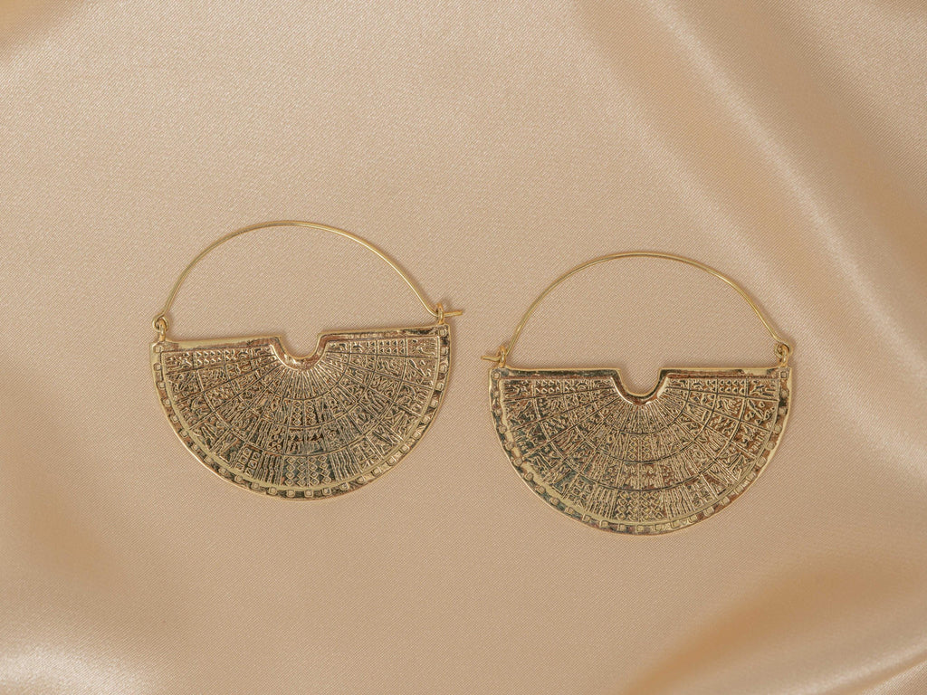 Maya Engraved Semi Disc Earrings