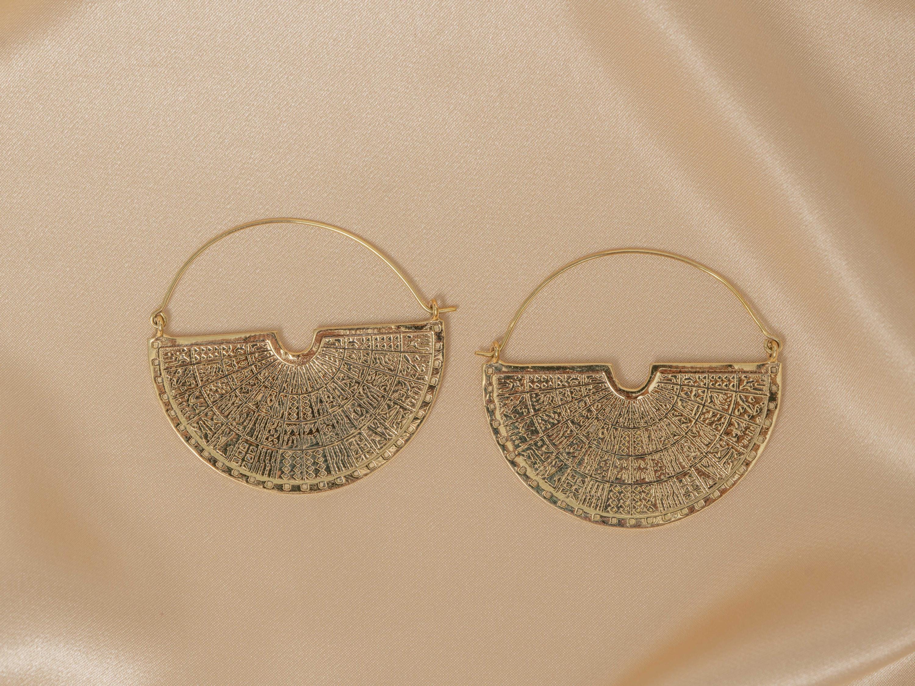 Maya Engraved Semi Disc Earrings