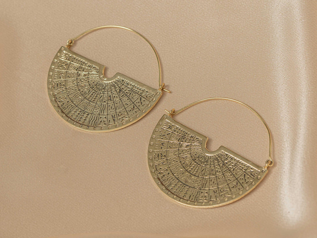 Maya Engraved Semi Disc Earrings