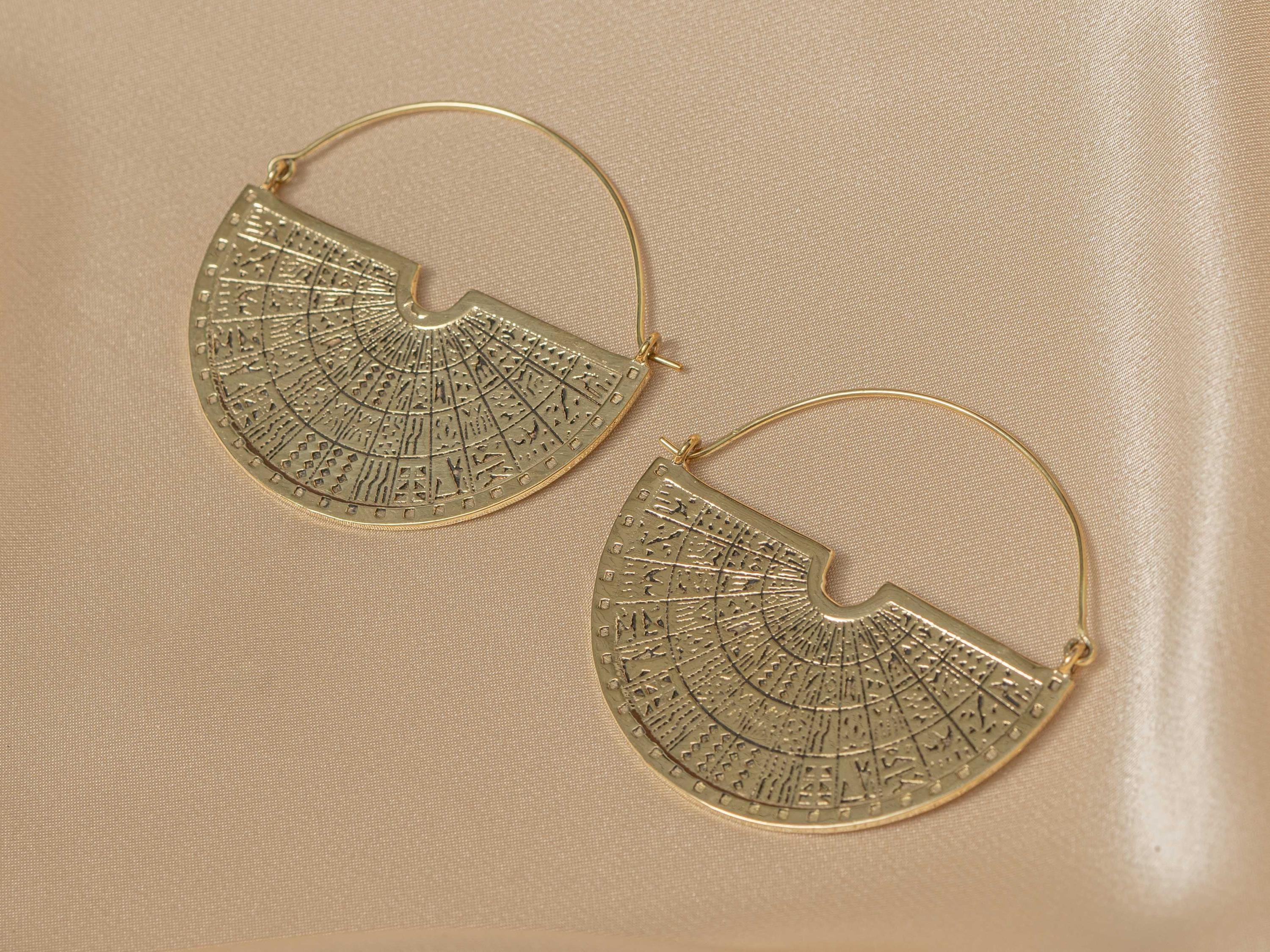 Maya Engraved Semi Disc Earrings