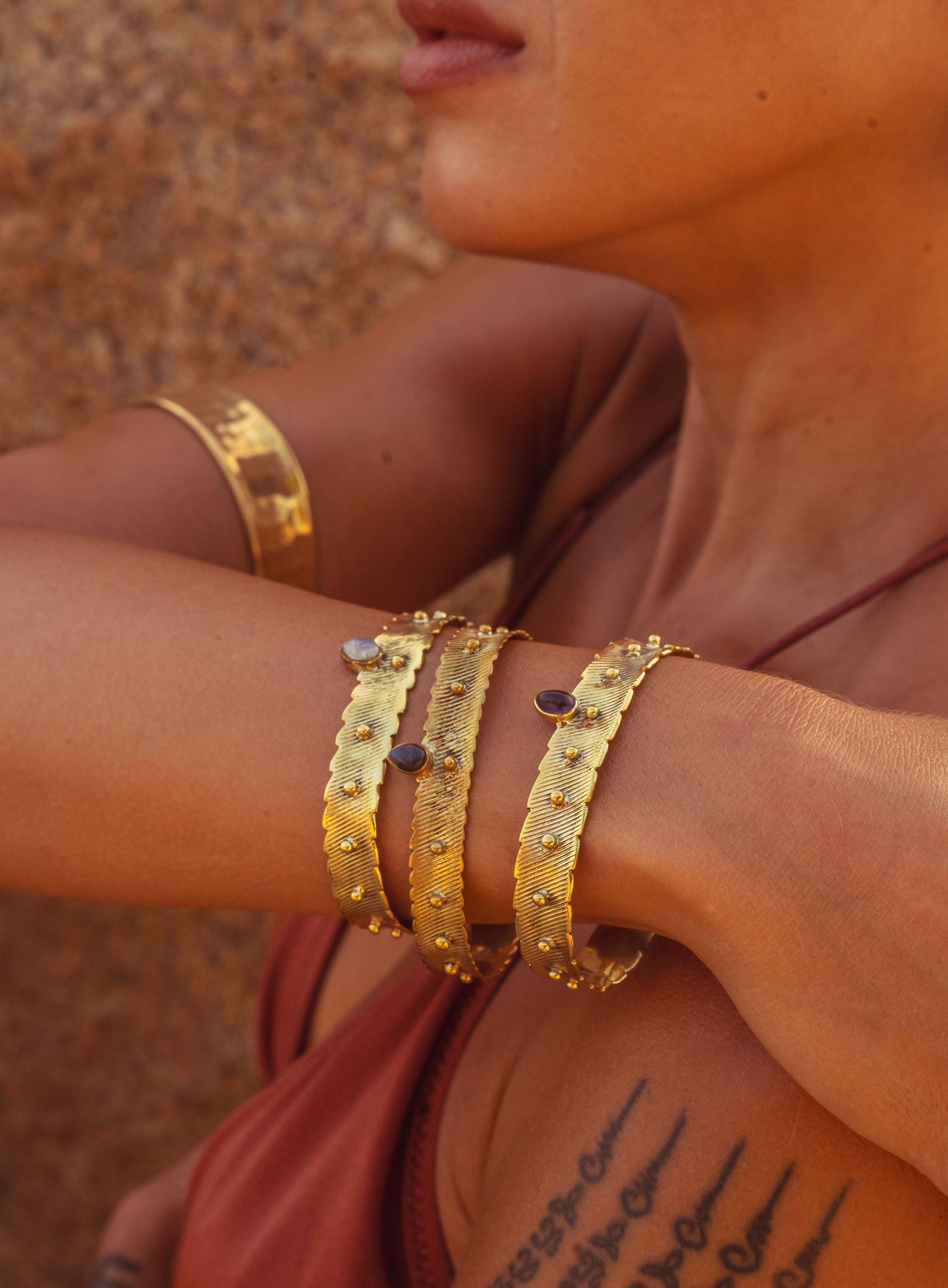 Ananda Warrior Hammered Bracelet in Opal